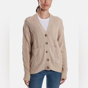 MINNIE ROSE COTTON CASHMERE OVERSIZED CARDIGAN BROWN SUGAR SIZE O/S